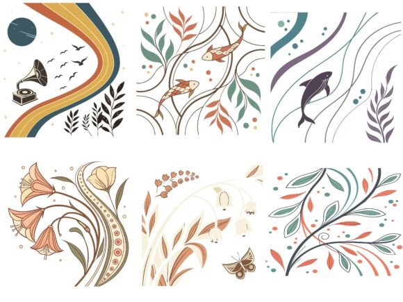 Download Boho Butterfly &amp; Abstract Nature Art Set - Boho Collection
