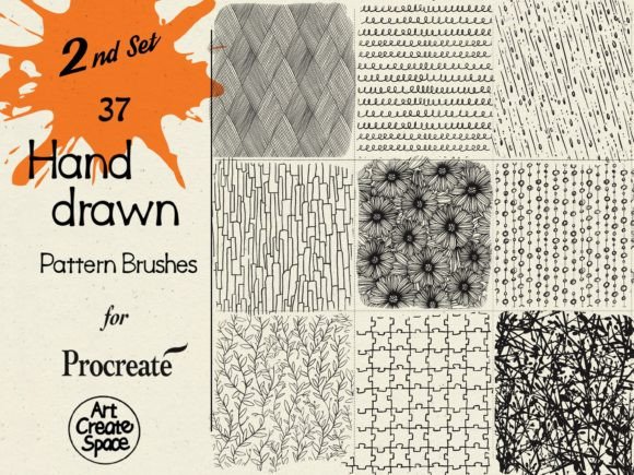 Download Hand Drawn Patterns Procreate Brushes - Hand drawn Collection