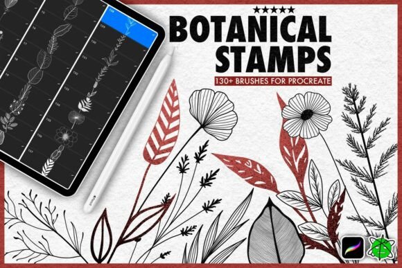 Download 137 Botanical Stamps for Procreate - Botanical stamps Collection