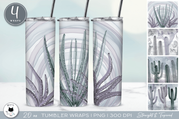 Download Glittery Boho Cactus Tumbler Wraps - Boho Collection