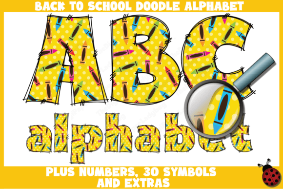 Download Back to School Crayons Doodle Alphabet - Alphabet Collection