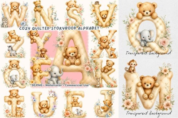 Download Storybook Animal Quilted Alphabet PNG - Alphabet Collection