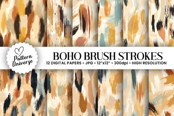 Download Boho Earthy Tones Brush Strokes Pattern - Boho Collection