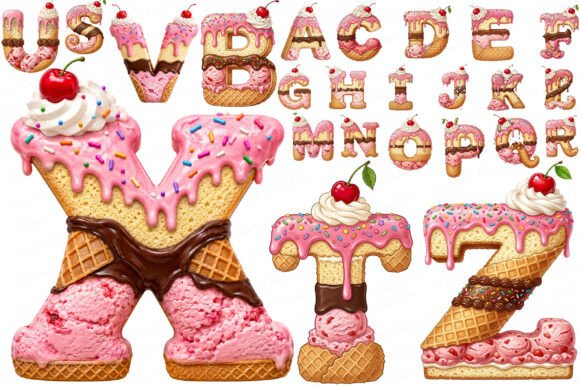 Download Ice Cream Sweets Alphabet Clipart - Alphabet Collection