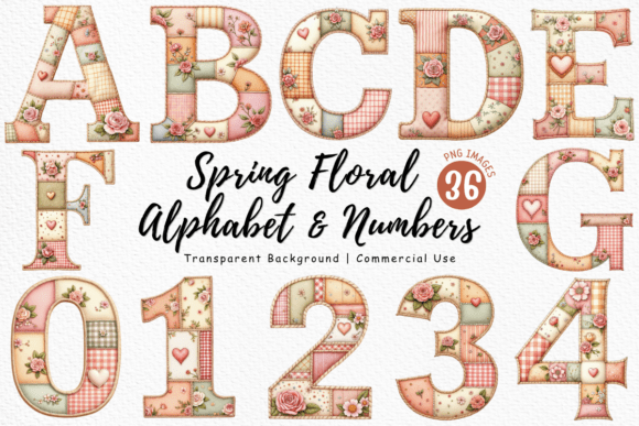 Download Spring Floral Patchwork Alphabet Bundle - Alphabet Collection